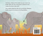 Achterkant van het kinderboek Olifantje Obi.