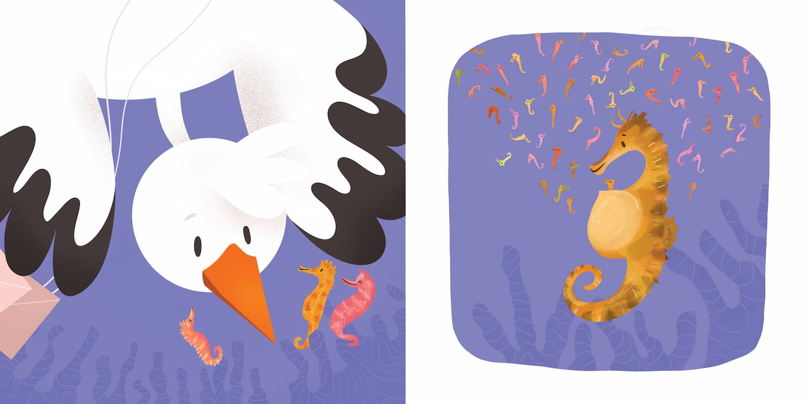 Binnenkant van het kinderboek Storkie viert een feestje.