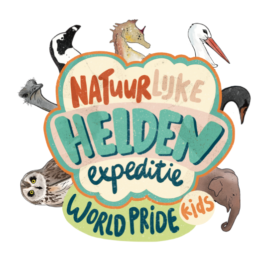 Logo van de Natuurlijke Helden Expeditie tijdens World Pride Kids.