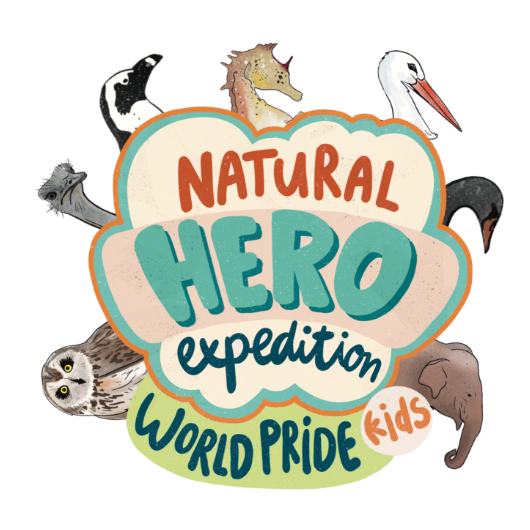 Logo of the Natural Heroes Expedition during World Pride Kids.
